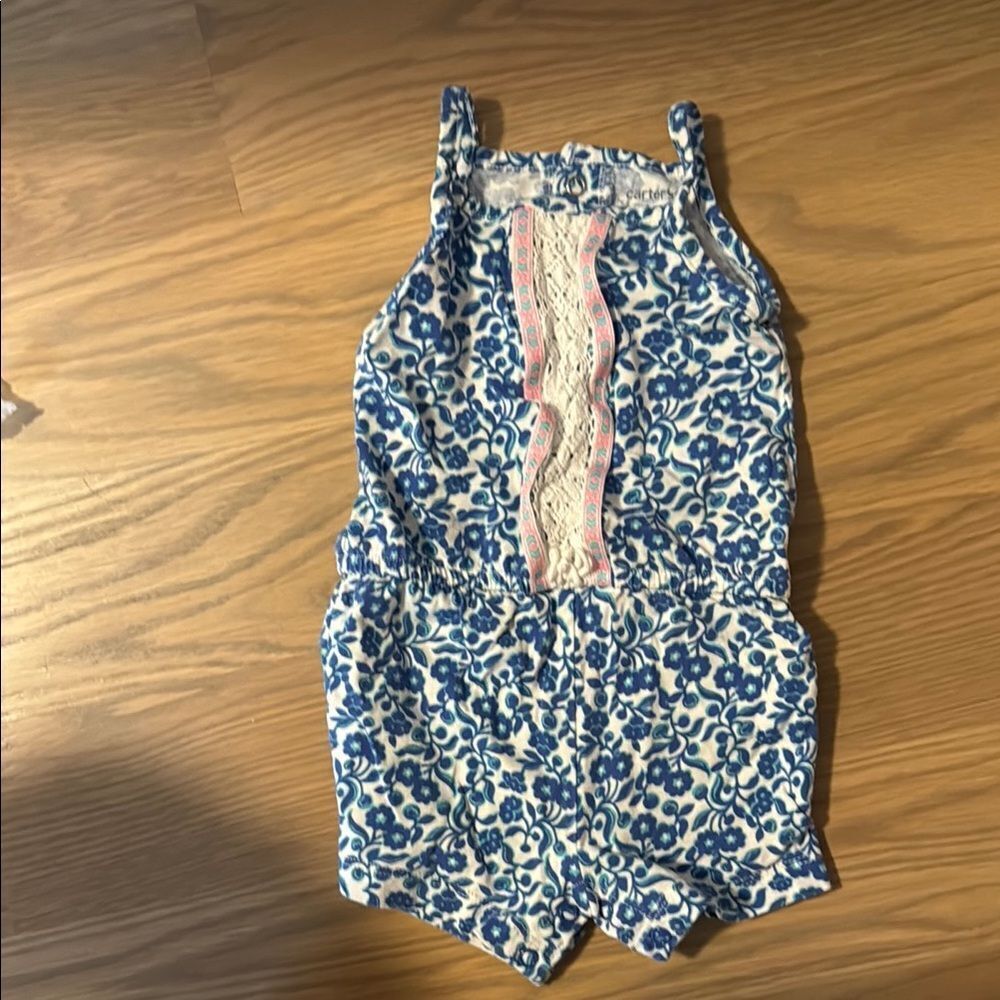 Carters Floral Blue Kids Romper 6M